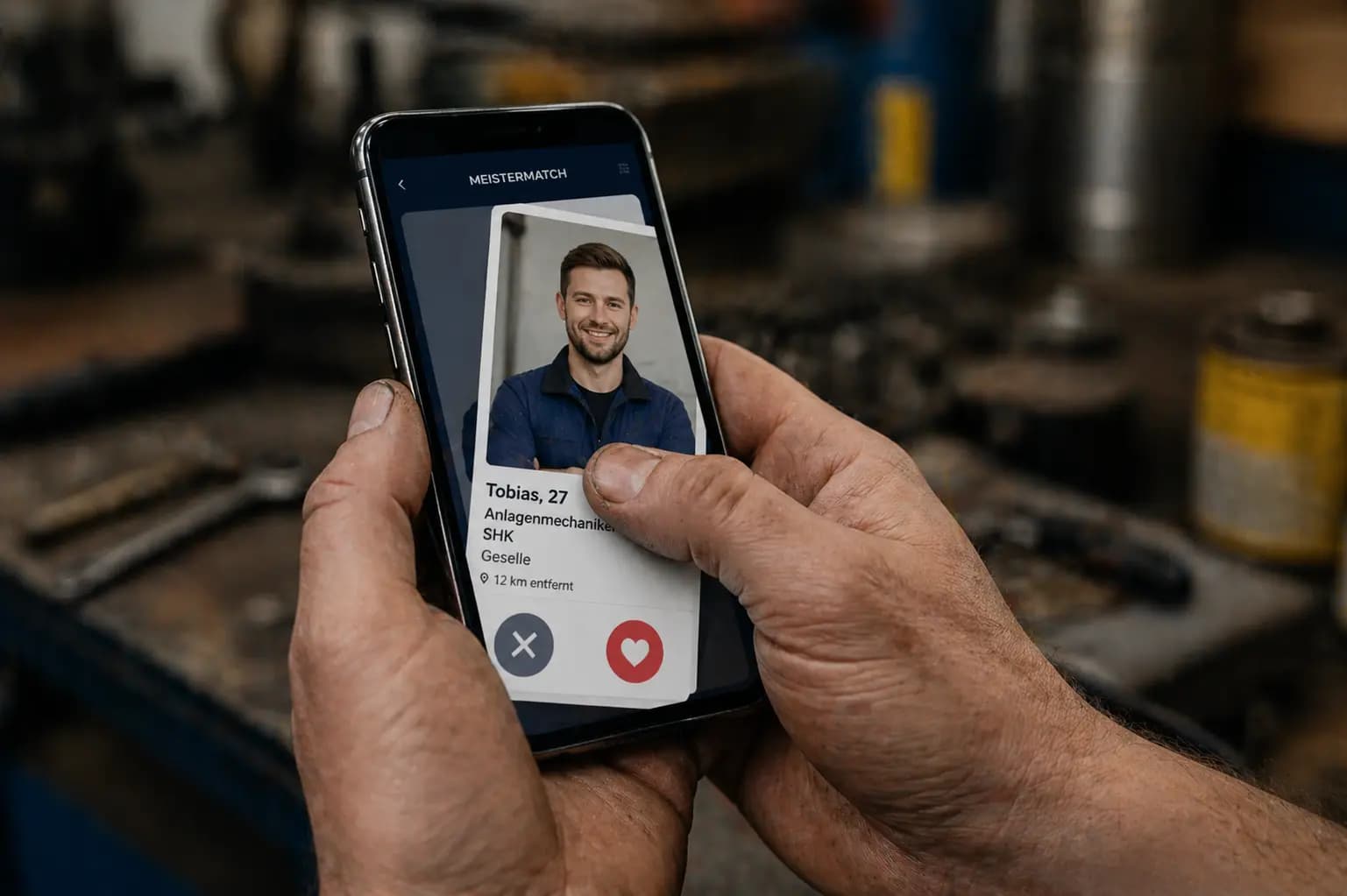 Swipen durch passende Profile in der MeisterMatch App